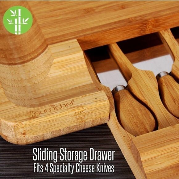 NUTRICHEF Bamboo Cutting board w/cutlery NWOT. - Picture 3 of 4